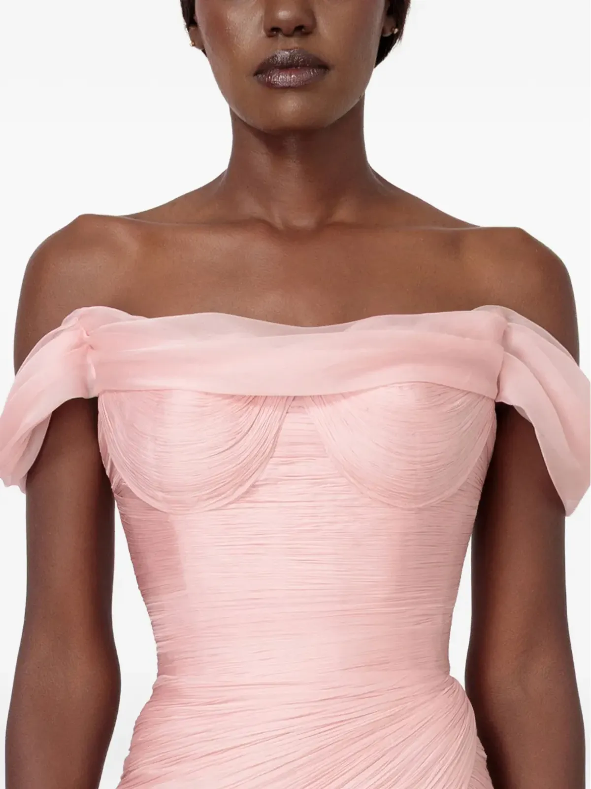 Iris Serban Petal off-shoulder feathered maxi dress - Pink - 画像4