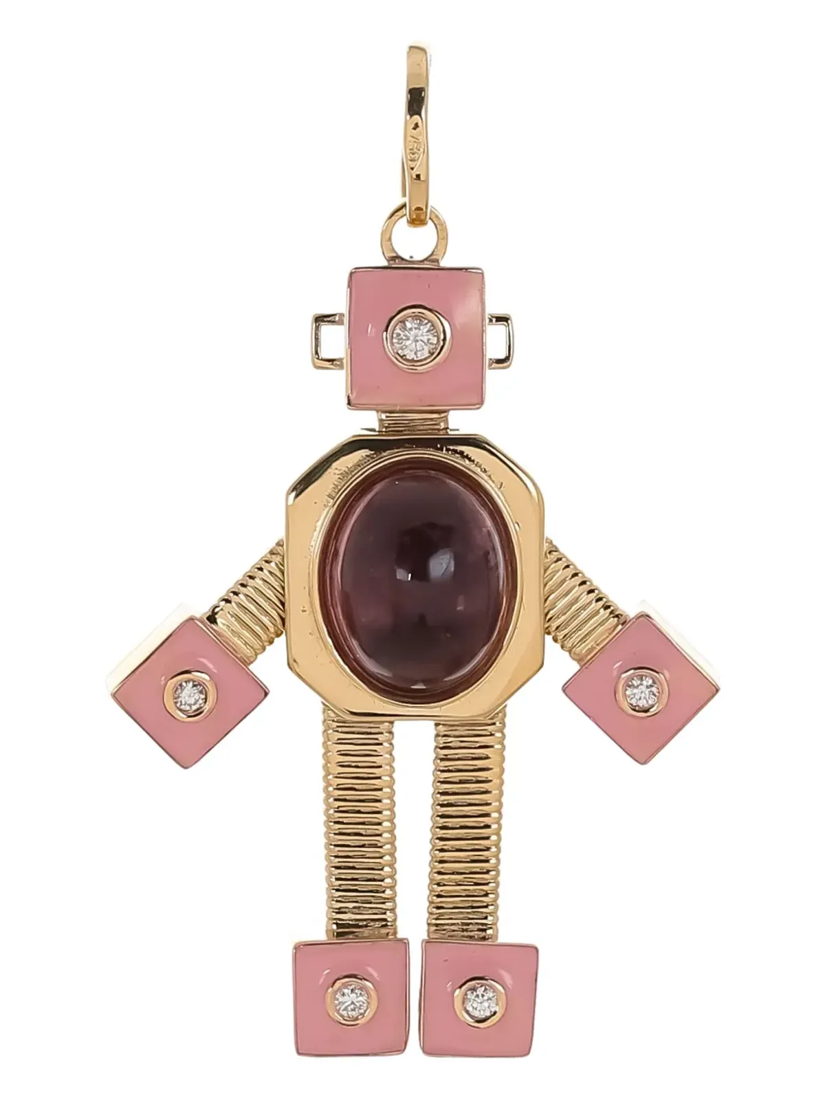 Van Robot ロボット・ペンダント（18K イエローゴールド、ピンクトルマリンとダイヤモンド） - 画像1