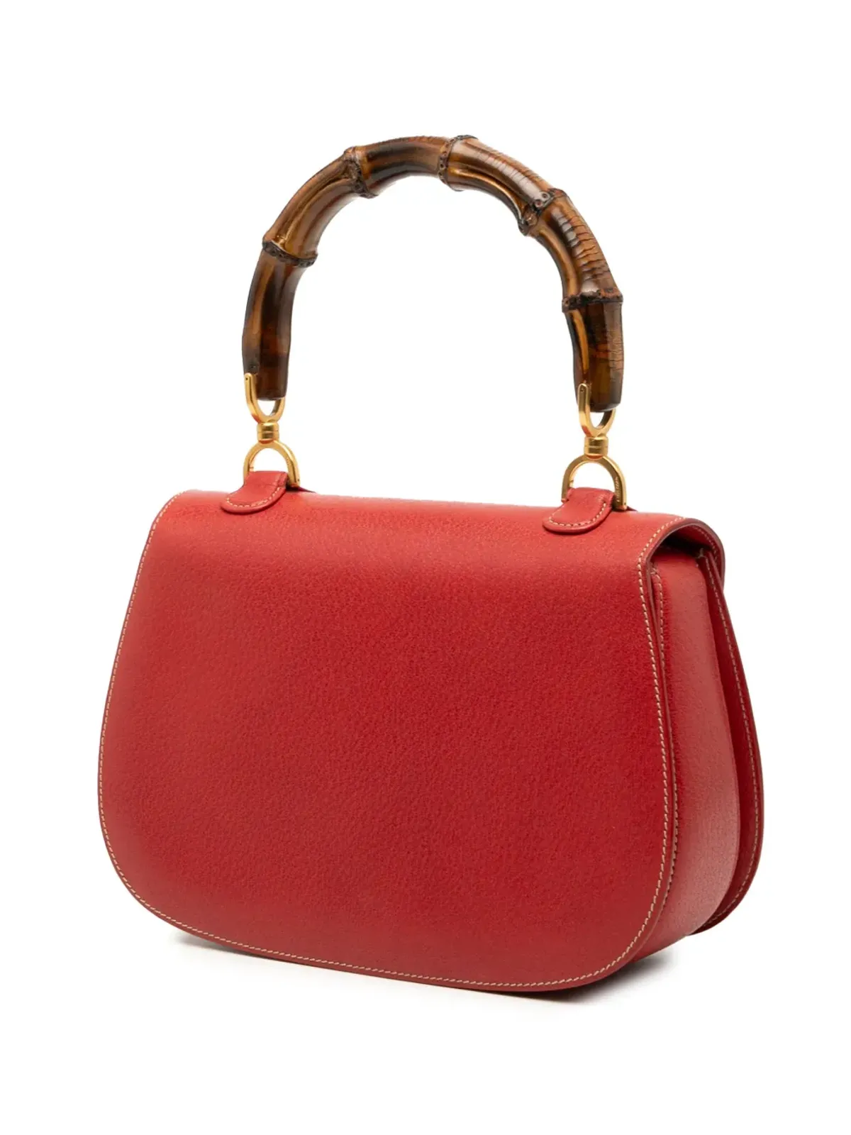 Gucci ビンテージ 20世紀カーフスキン バンブーナイト ハンドバッグ - レッド - 画像3