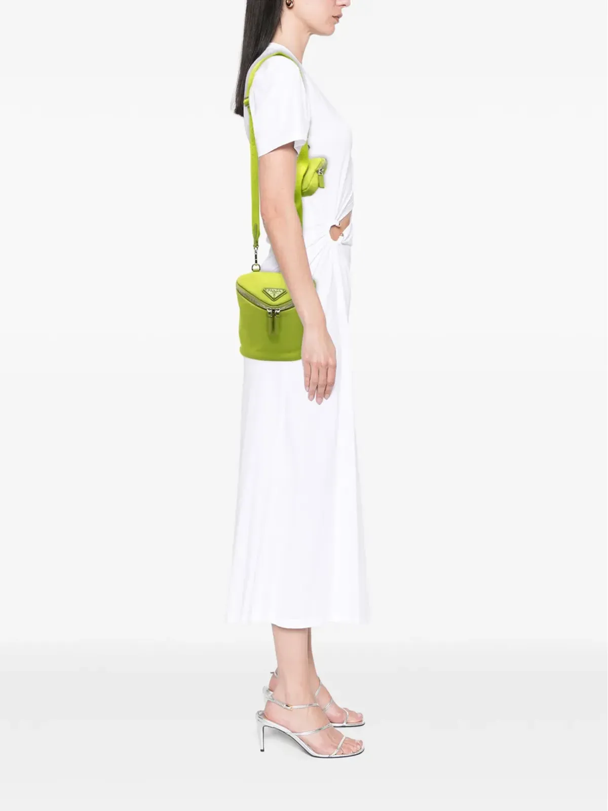 Prada ビンテージ 2013-2025 キャンバス地 ジップ付き クロスボディバッグ グリーン - 画像2