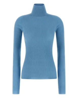 Sportmax リブ編みタートルネックトップ - Blue - サムネイル1