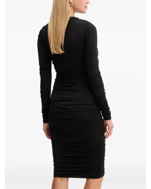 MARCIANO by GUESS 寄せギャザー入りVネックミディドレス - ブラック - サムネイル5