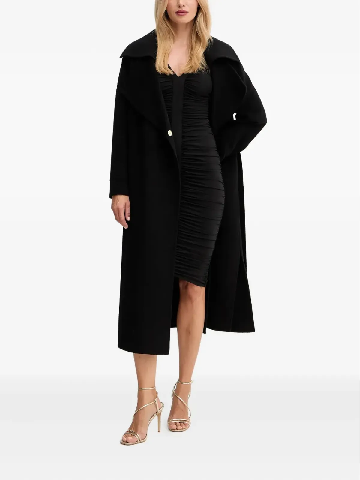 MARCIANO by GUESS 寄せギャザー入りVネックミディドレス - ブラック - 画像2