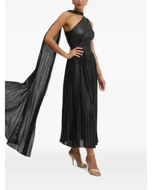 MARCIANO by GUESS ワンショルダー プリーツ ミディドレス - ブラック - サムネイル2