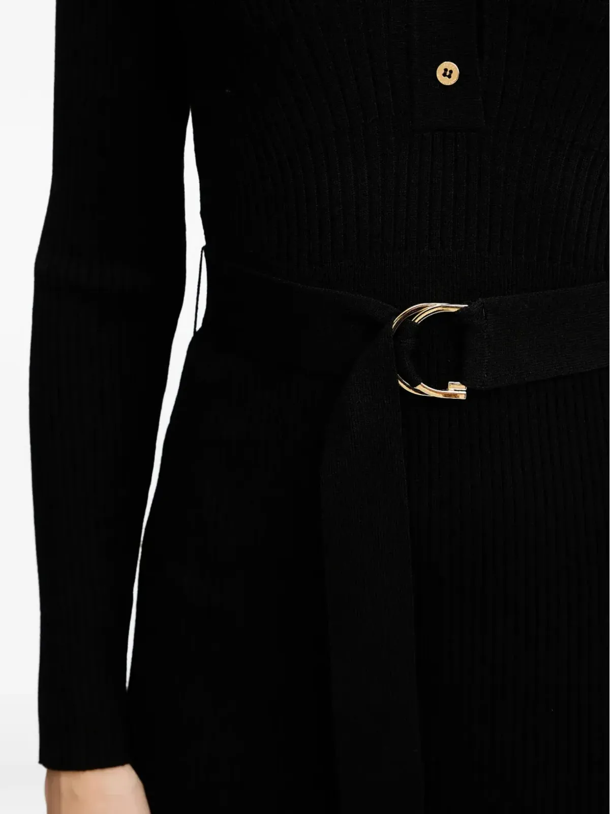 MARCIANO by GUESS 長袖ベルト付きミディドレス - ブラック - 画像5