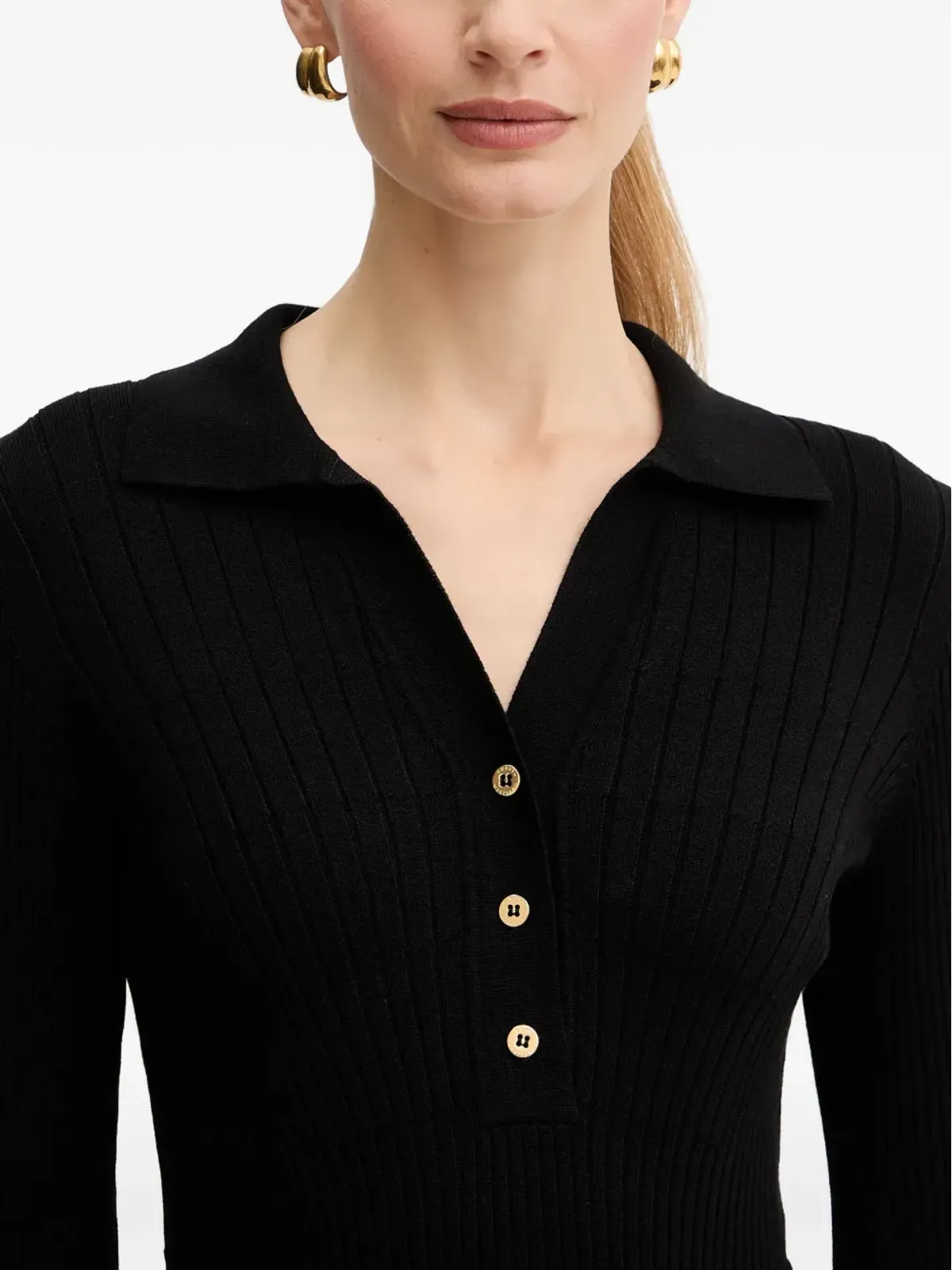 MARCIANO by GUESS 長袖ベルト付きミディドレス - ブラック - 画像4
