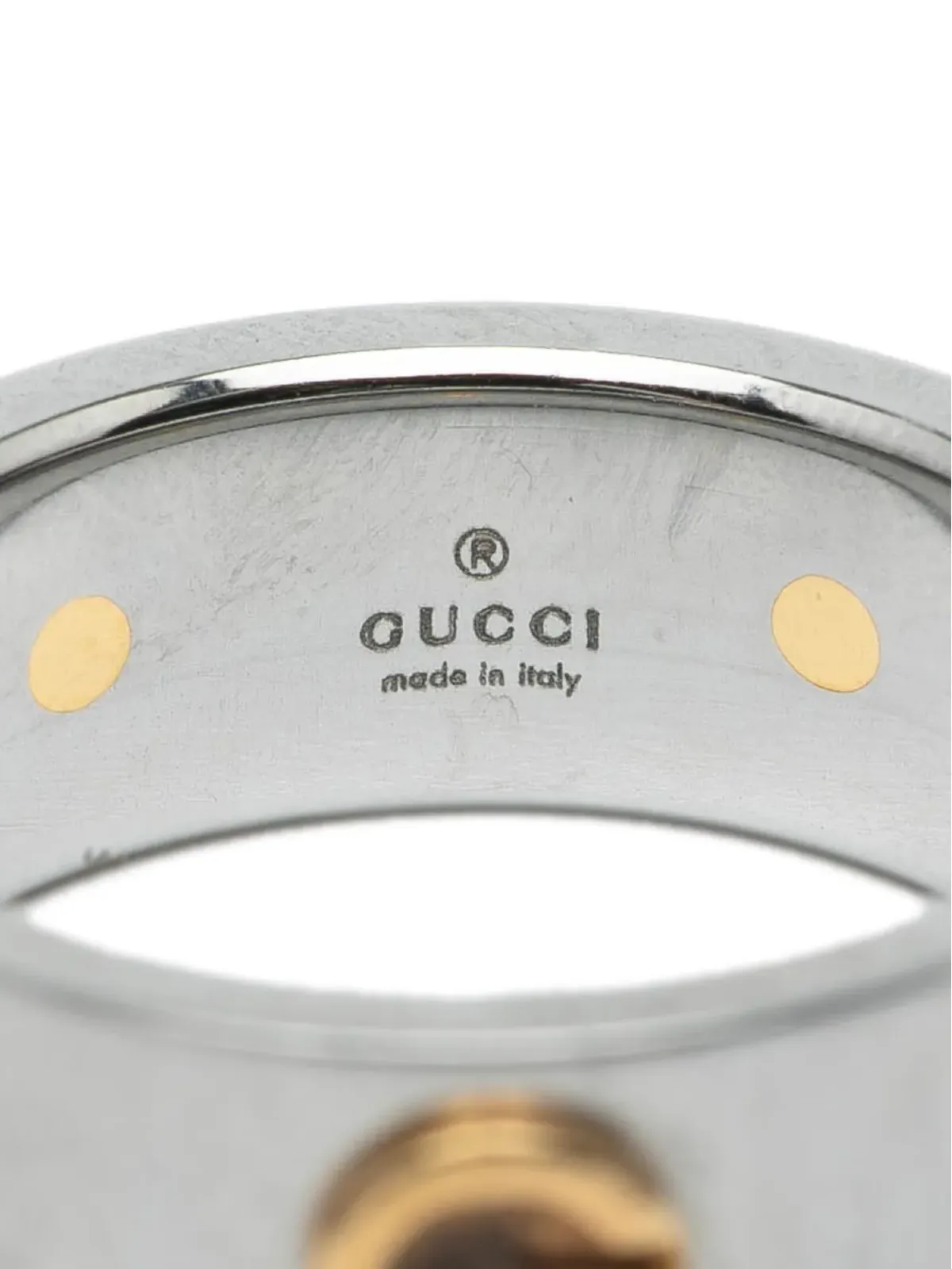 Gucci ビンテージ 2000-2020 ステンレススチールとイエローゴールドプレーテッド コンビリング コスチュームリング - 画像4