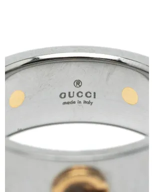 Gucci ビンテージ 2000-2020 ステンレススチールとイエローゴールドプレーテッド コンビリング コスチュームリング - サムネイル4