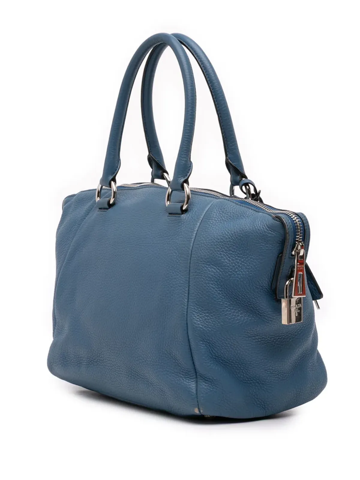 Prada Pre-Owned ビンテージ ヴィテロ ダイノ ダブルハンドル・サッチェル ブルー - 画像3
