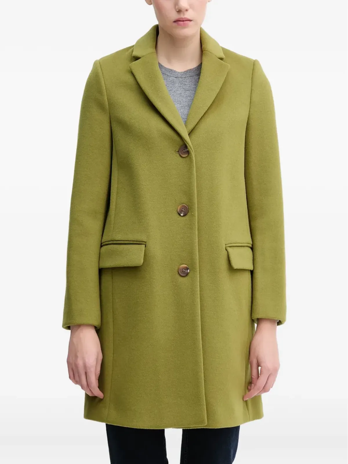 Benetton ボタンポケットコート - グリーン - 画像1