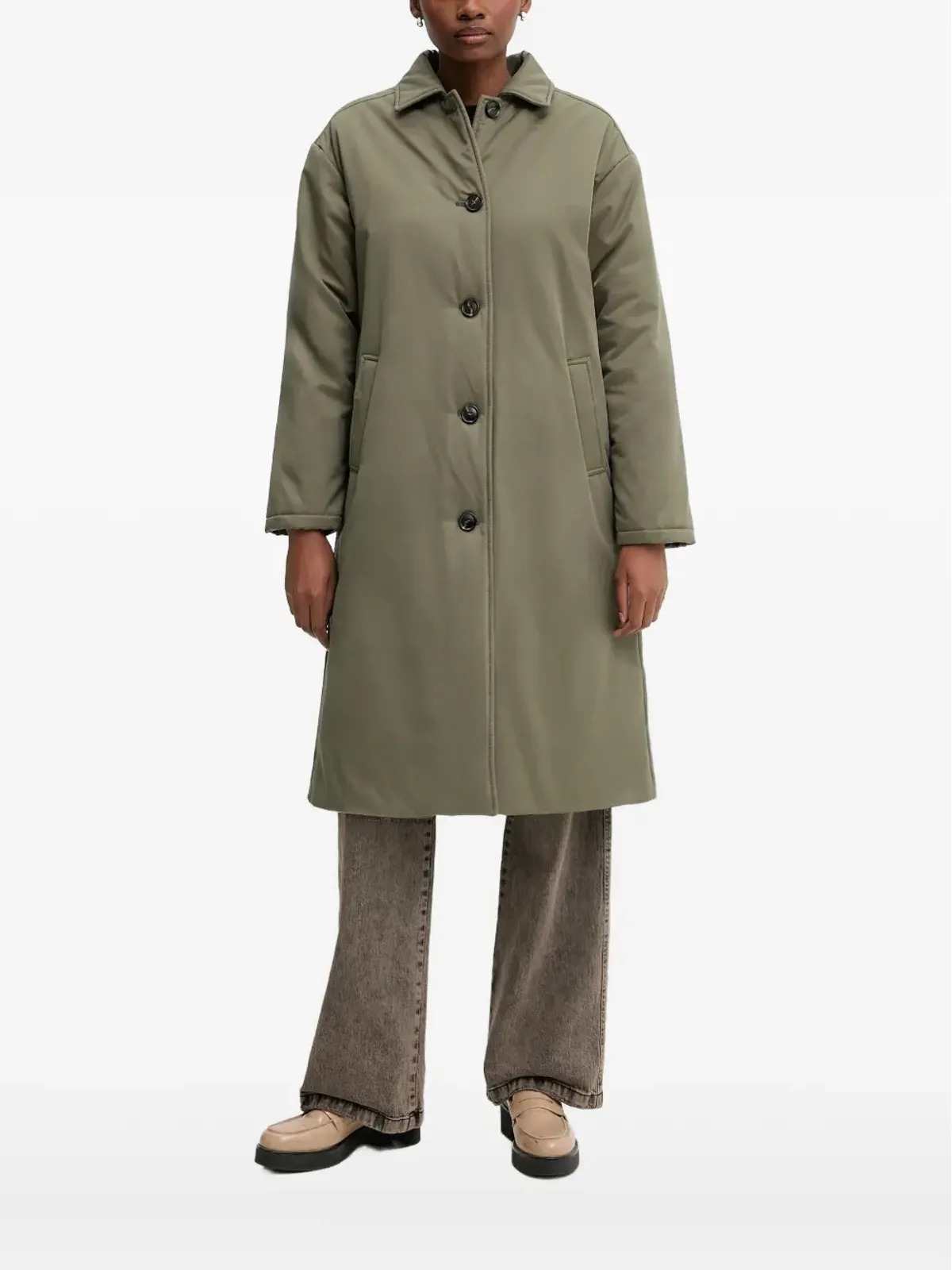 Benetton ボタン留めコート - グリーン - 画像1