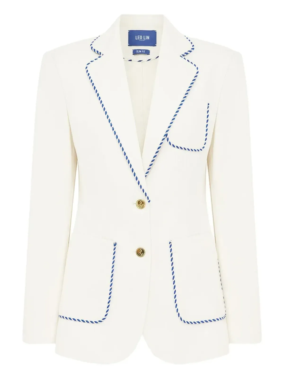 Leo Lin Jillian rop-trim blazer - White - 画像1