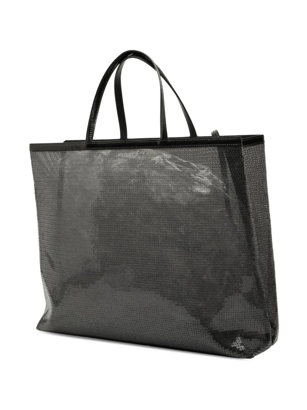 Prada ビンテージ 大型 スパンコール付き メッシュ ロゴ トートバッグ ブラック - 画像3