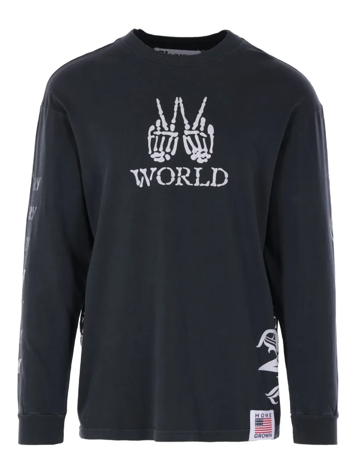 Cherry World 骸骨プリント ロングスリーブTシャツ ブラック - 画像1