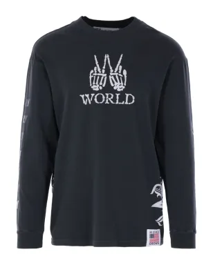 Cherry World 骸骨プリント ロングスリーブTシャツ ブラック - サムネイル1