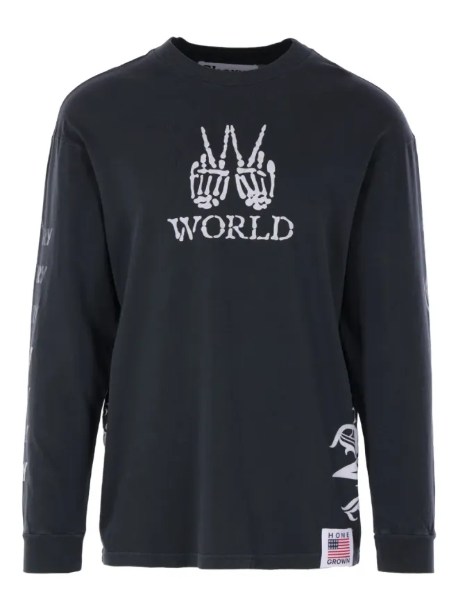 Cherry World Cherry World 骸骨プリント ロングスリーブTシャツ ブラックの商品画像