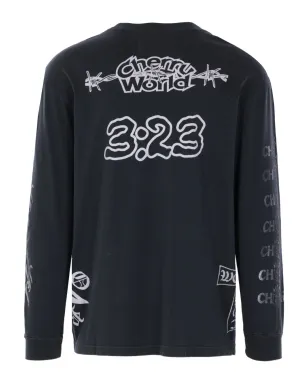 Cherry World 骸骨プリント ロングスリーブTシャツ ブラック - サムネイル2