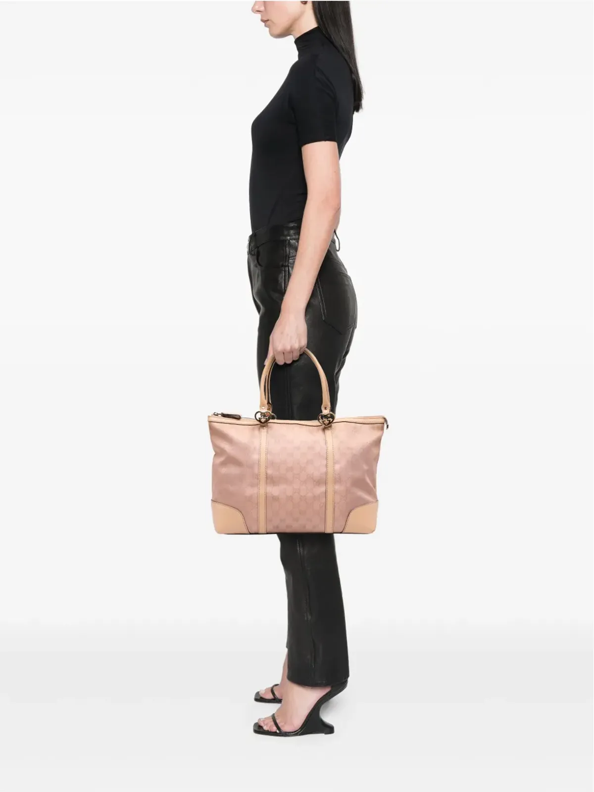 Gucci ビンテージ 2016-2025 GGメタリックキャンバス ラブリートートバッグ ピンク - 画像2