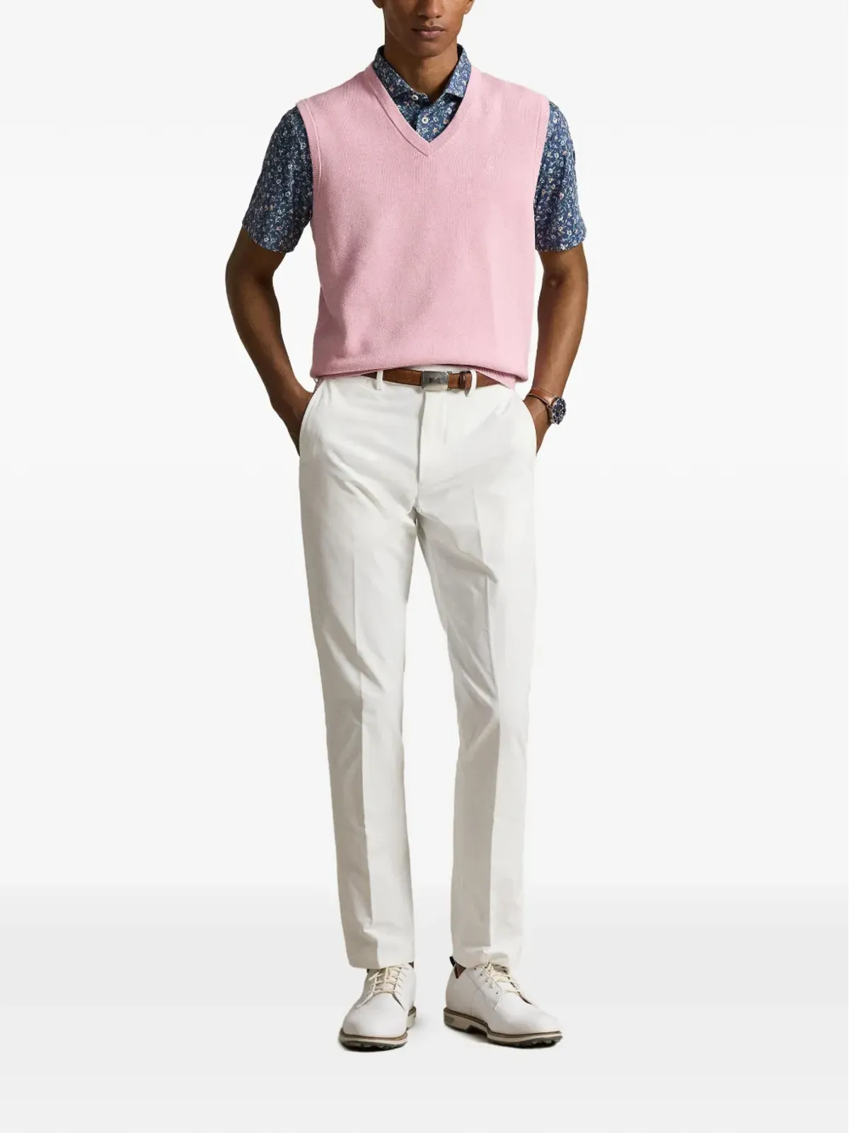 RLX Ralph Lauren V-neck polo-embroidery vest - Pink - 画像2