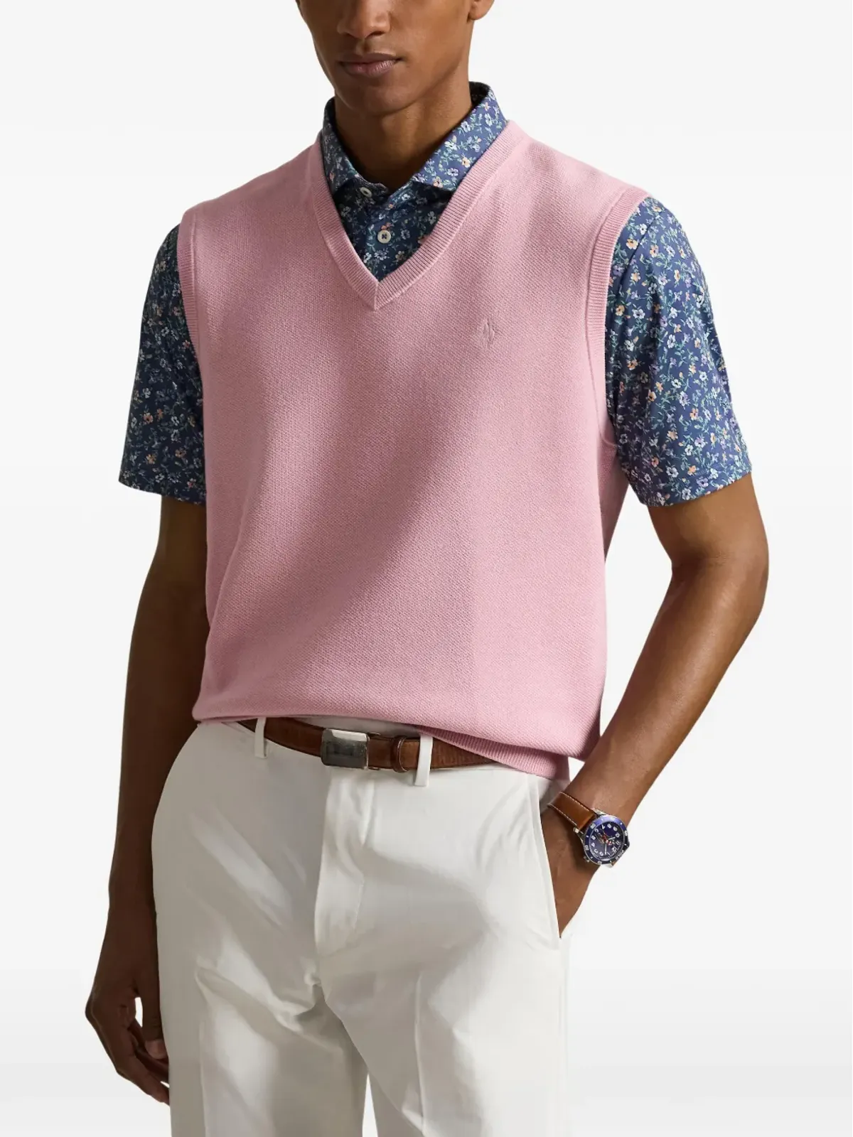 RLX Ralph Lauren V-neck polo-embroidery vest - Pink - 画像3