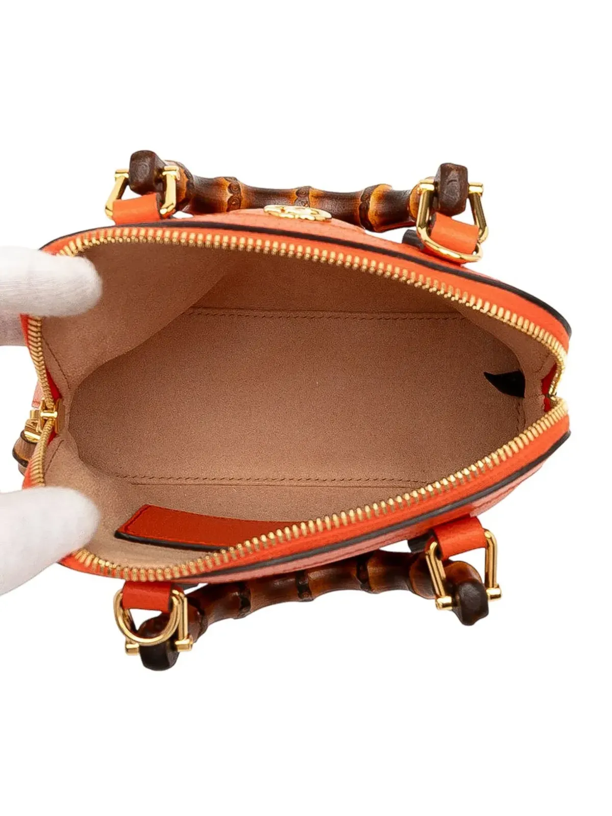 Gucci ビンテージ 2016-2025 ミニ ダラー カーフスキン バンブー ダイアナ ドーム サッチェル - オレンジ - 画像5