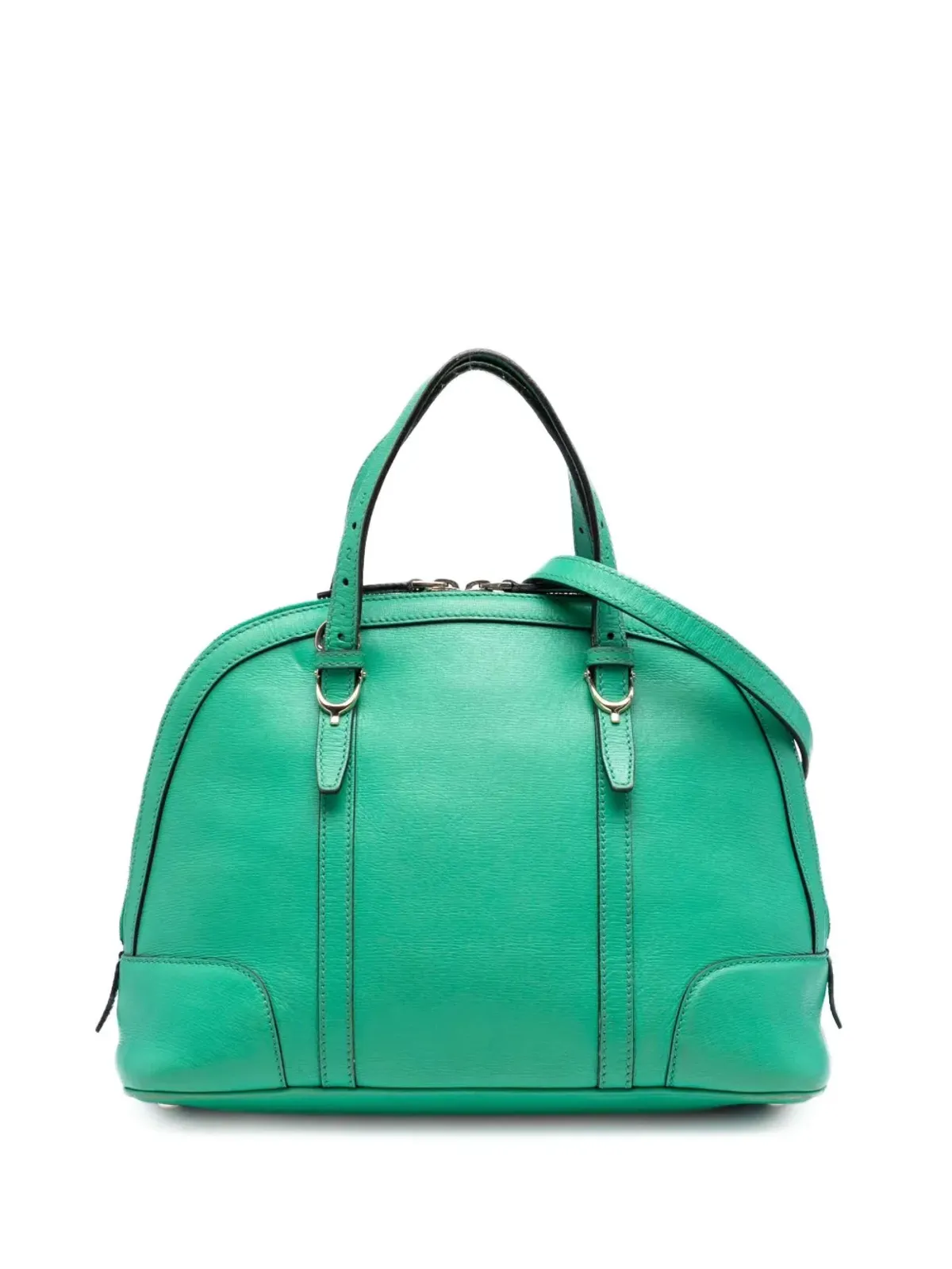 Gucci ビンテージ 小型 レザー ドーム型 サッチェル グリーン - 画像1