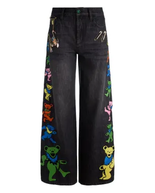alice + olivia エンブロイダリーパッチジーンズ - ブラック - サムネイル1