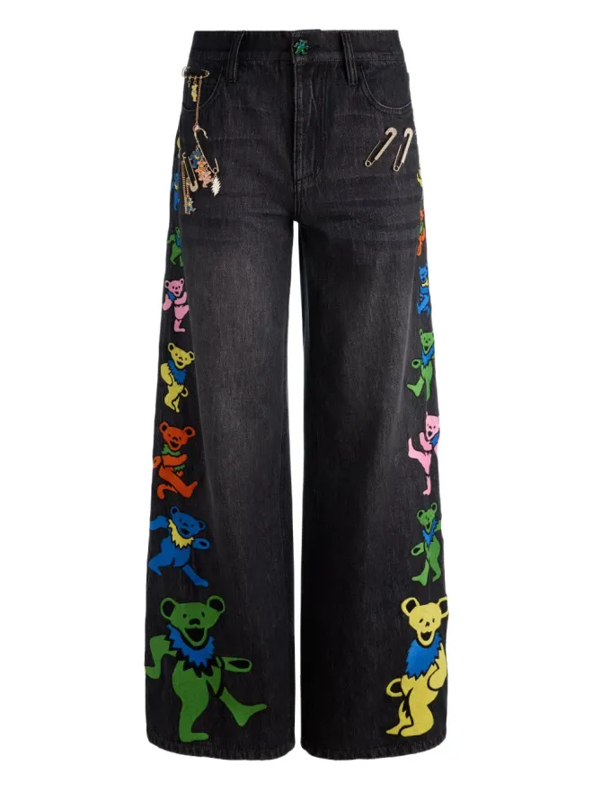 Alice + Olivia alice + olivia エンブロイダリーパッチジーンズ - ブラックの商品画像