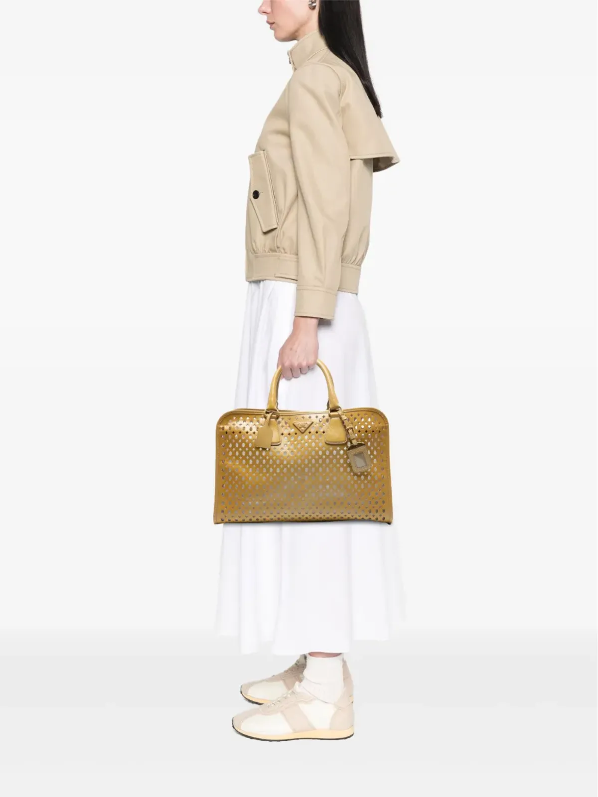 Prada ビンテージ 2000-2025 サフィアーノ ヴェルニーチェ フォリ・パーフォレーテッド トートバッグ - 画像2
