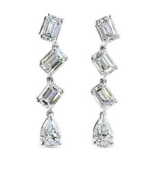 Jewels Aficionado 14Kホワイトゴールド ドロップダイヤモンドピアス - シルバー - サムネイル1
