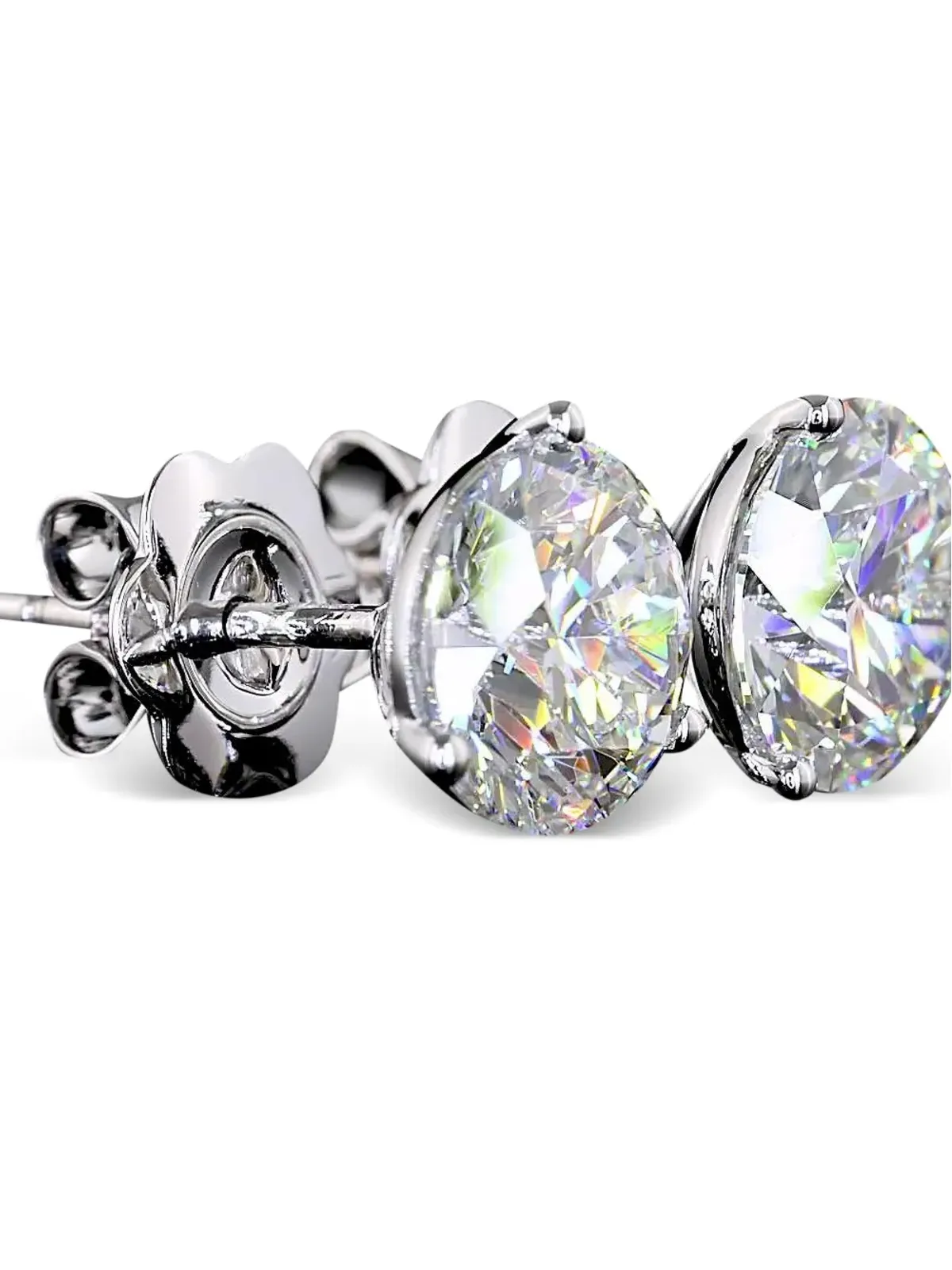 Jewels Aficionado 14K white gold stud diamond earrings - Silver - 画像2