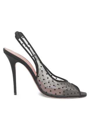 Amina Muaddi 105mm Kristina polka-dot slingback pumps - Black - サムネイル1
