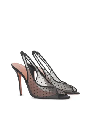 Amina Muaddi 105mm Kristina polka-dot slingback pumps - Black - サムネイル2