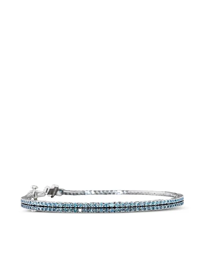 Jewels Aficionado Jewels Aficionado 14Kホワイトゴールド ラボグロウン ブルーダイヤモンド テニスブレスレット - シルバーの商品画像