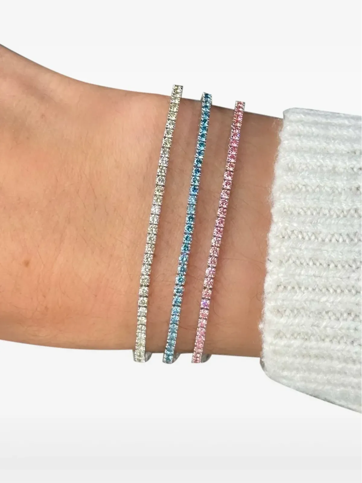 Jewels Aficionado 14Kホワイトゴールド ラボグロウン ブルーダイヤモンド テニスブレスレット - シルバー - 画像2