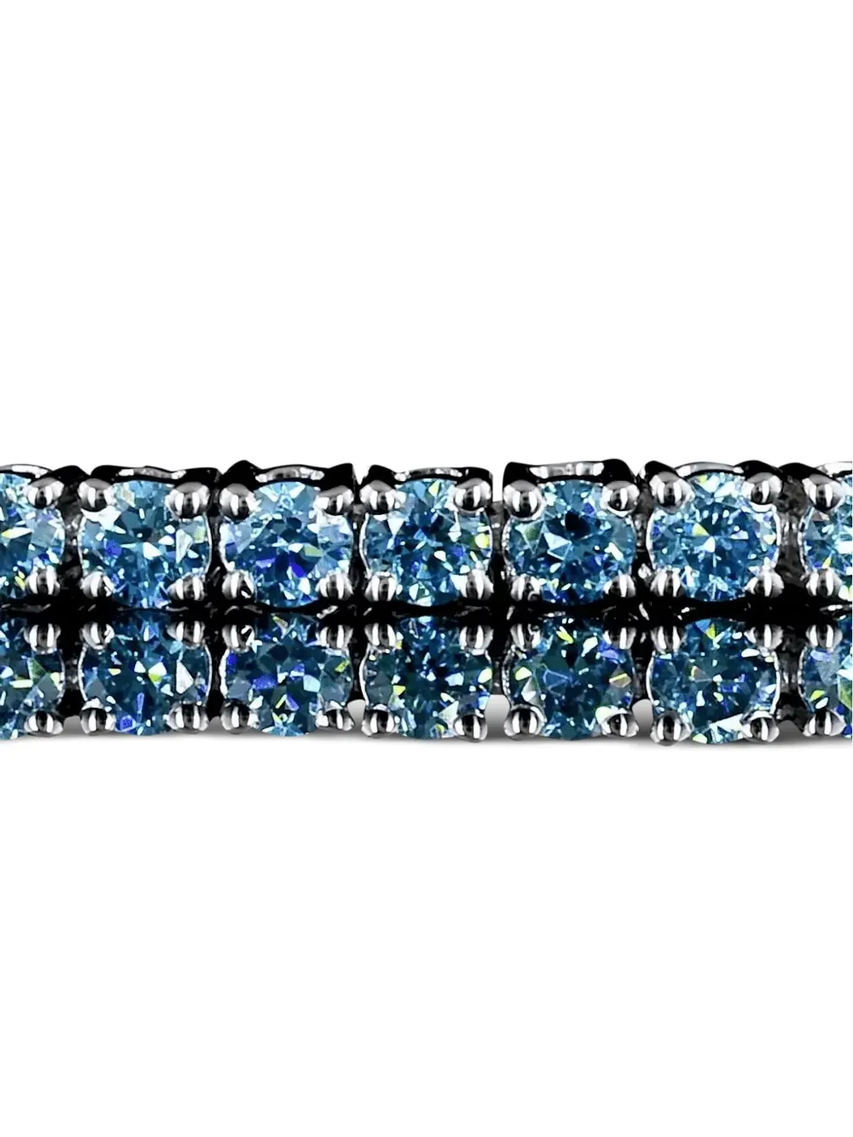 Jewels Aficionado 14Kホワイトゴールド ラボグロウン ブルーダイヤモンド テニスブレスレット - シルバー - 画像3