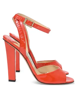 Jimmy Choo Pre-Owned 110mm patent-finish sandals - Red - サムネイル1
