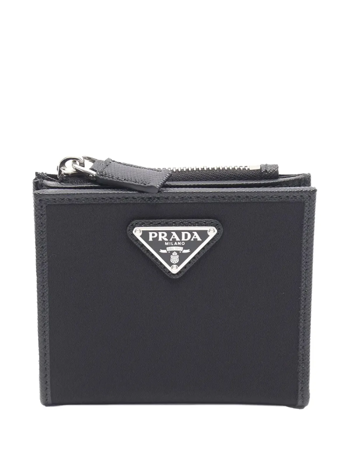 Prada ビンテージ サフィアーノ・トリム テッシート ジップ式二つ折りミニ財布 - ブラック - 画像1