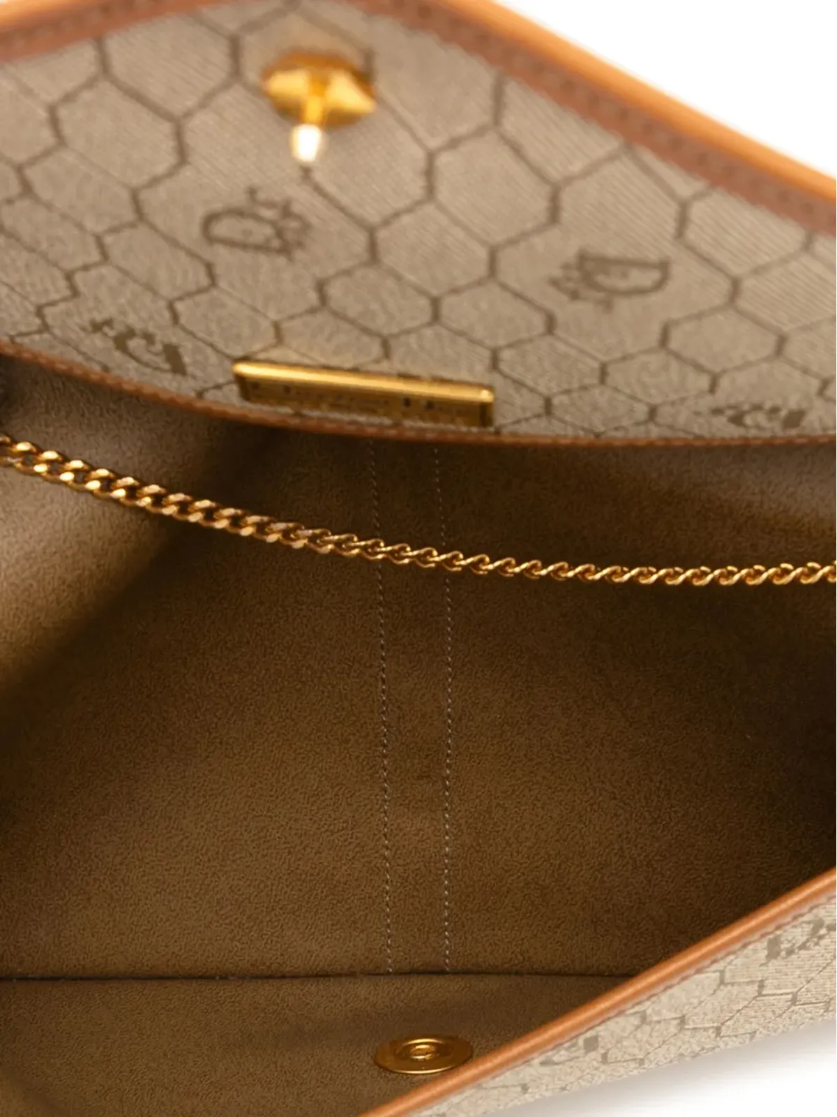 Christian Dior ビンテージ 20世紀ハニカム コーティッドキャンバス チェーンクロスボディバッグ ブラウン - 画像5