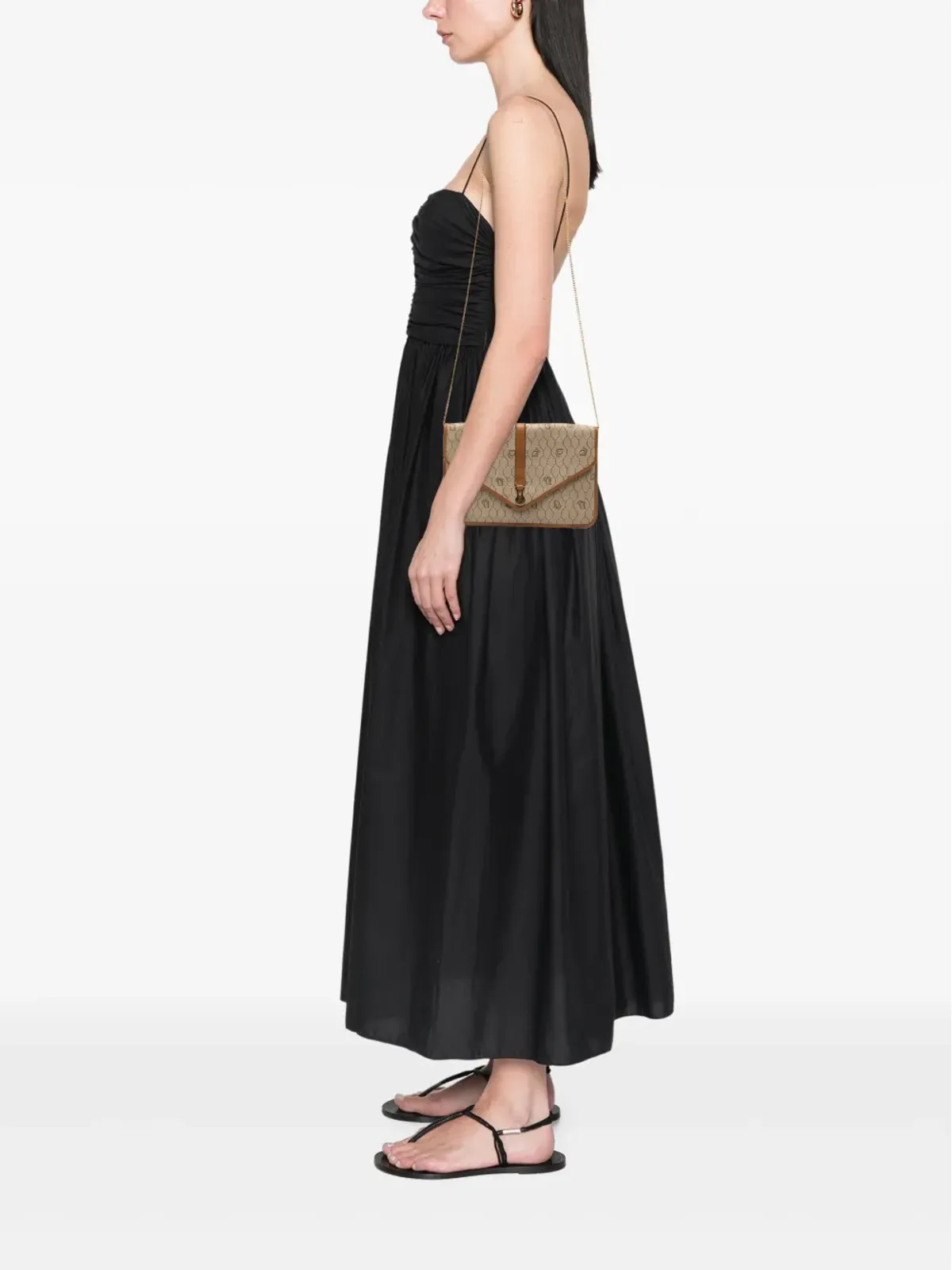 Christian Dior ビンテージ 20世紀ハニカム コーティッドキャンバス チェーンクロスボディバッグ ブラウン - 画像2