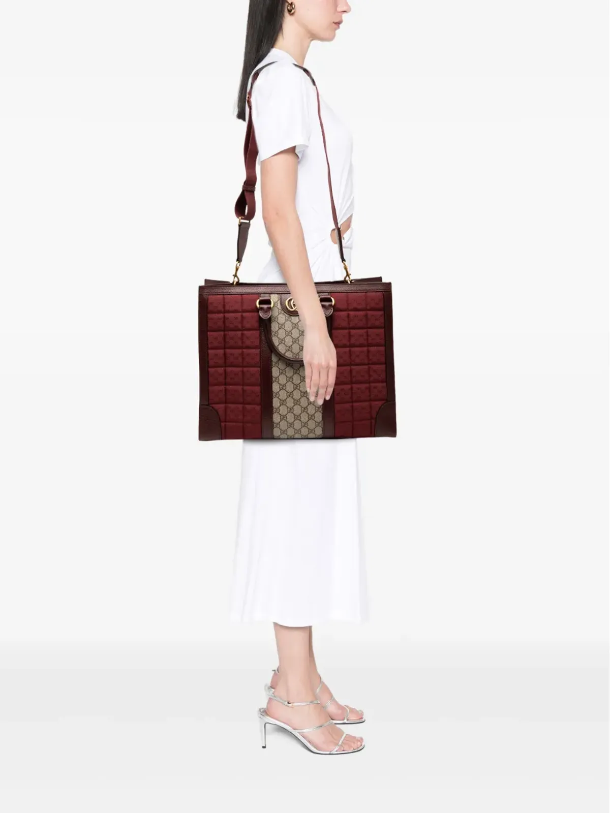 Gucci ビンテージ 2016-2025 ミディアム GG Supremeとキルテッド ミニGGキャンバス ダブルG トートサッチェル - レッド - 画像2
