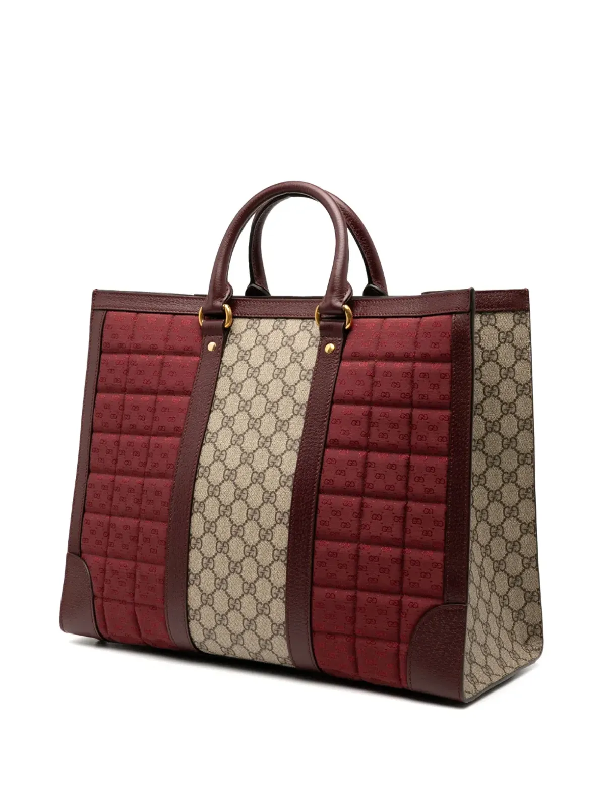 Gucci ビンテージ 2016-2025 ミディアム GG Supremeとキルテッド ミニGGキャンバス ダブルG トートサッチェル - レッド - 画像3
