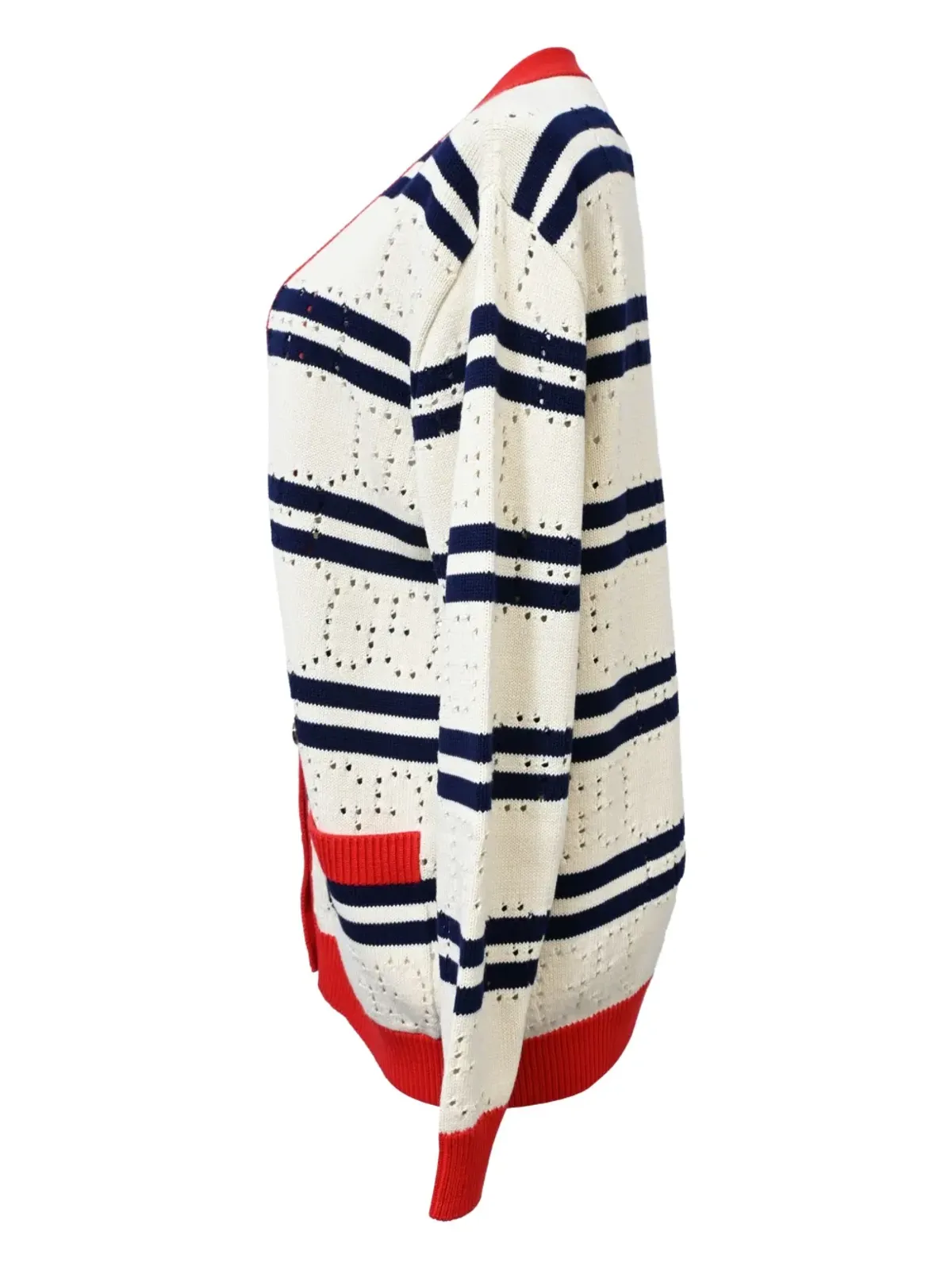 Gucci ビンテージ ポイントエット編みストライプカーディガン - ニュートラルカラー - 画像2