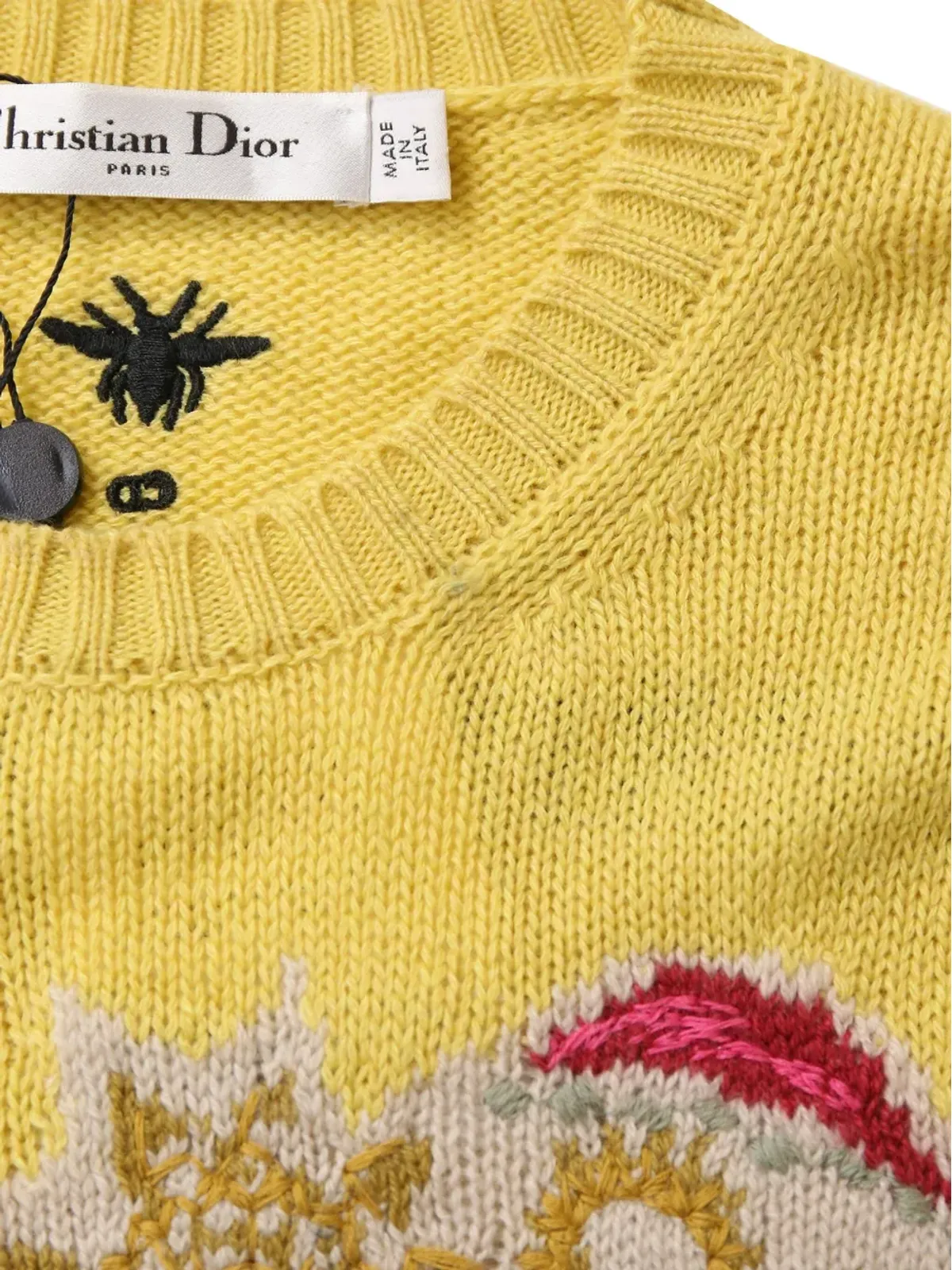 Christian Dior ビンテージ 刺繍入りクルーネックセーター - イエロー - 画像5
