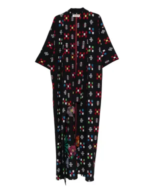 A.N.G.E.L.O. Vintage Upcycling embroidery-effect open-front kimono - Black - サムネイル1