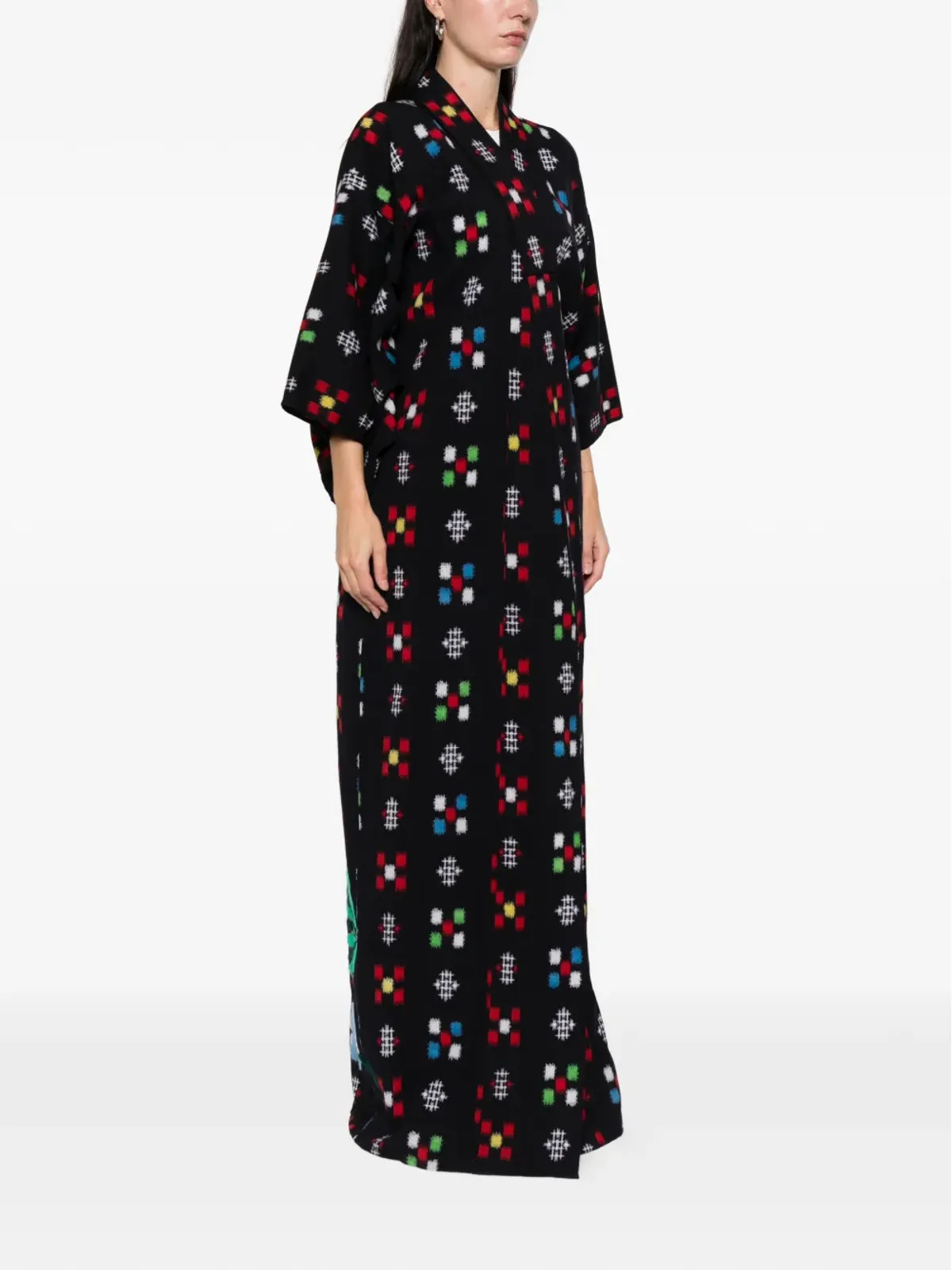 A.N.G.E.L.O. Vintage Upcycling embroidery-effect open-front kimono - Black - 画像3