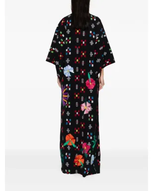 A.N.G.E.L.O. Vintage Upcycling embroidery-effect open-front kimono - Black - サムネイル4
