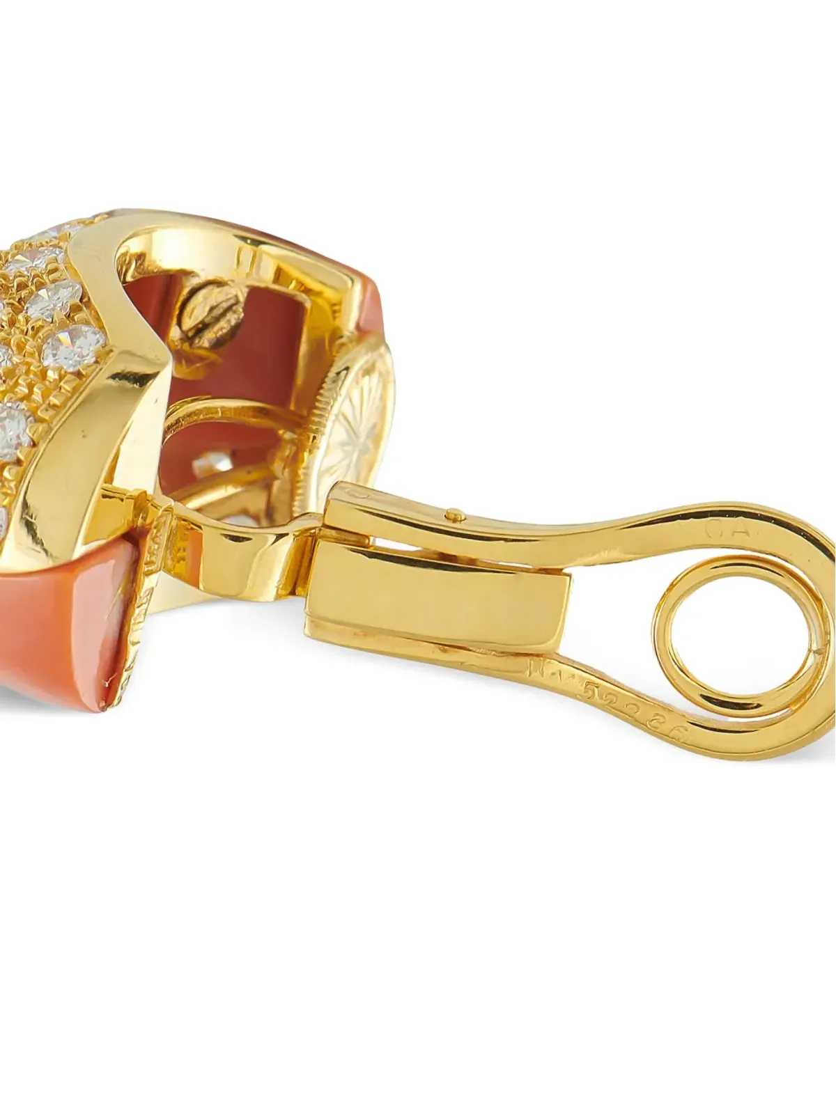 Van Cleef & Arpels Pre-Owned 18K イエローゴールド ダイヤモンドと珊瑚のイヤリング - 画像5