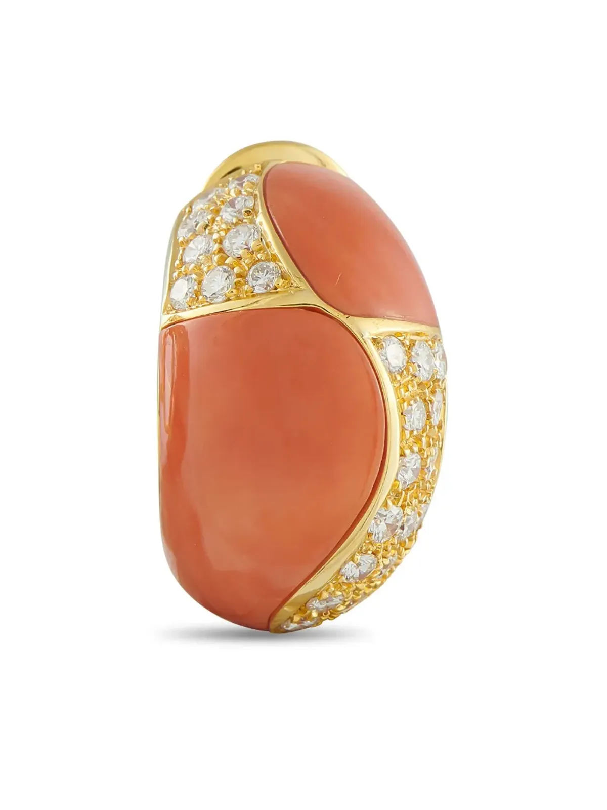 Van Cleef & Arpels Pre-Owned 18K イエローゴールド ダイヤモンドと珊瑚のイヤリング - 画像2