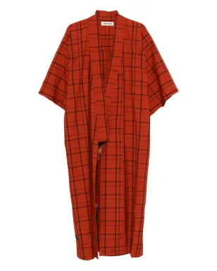 A.N.G.E.L.O. Vintage Upcycling 格子柄フローラルアップリケ付き着物 - サムネイル1